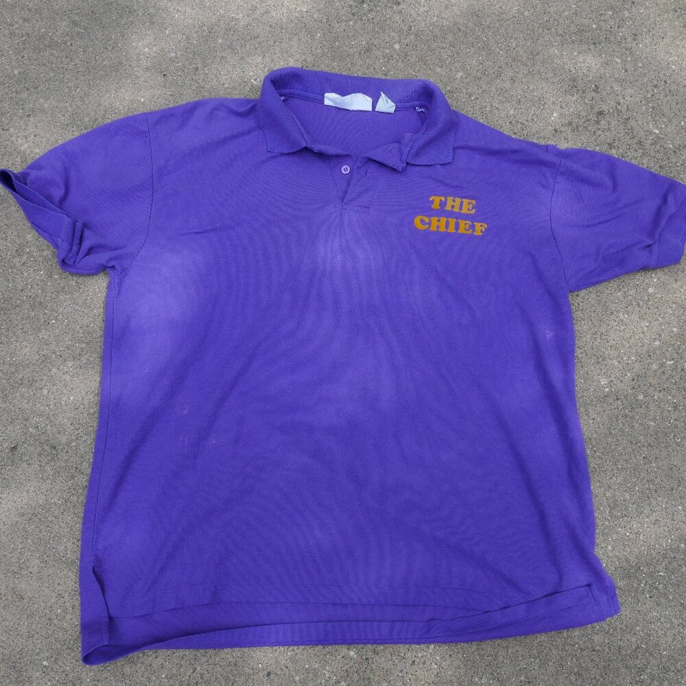 VTG 1980's Levi's Short Sleeve Men's XL Purple Polyester Polo Shirt "The Chief"